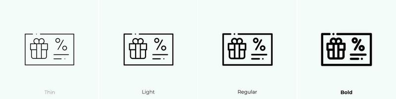 tegoedbon icoon. dun, licht, regelmatig en stoutmoedig stijl ontwerp geïsoleerd Aan wit achtergrond vector