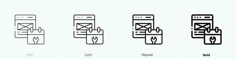 web onderhoud icoon. dun, licht, regelmatig en stoutmoedig stijl ontwerp geïsoleerd Aan wit achtergrond vector