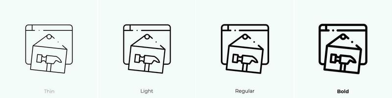 web onderhoud icoon. dun, licht, regelmatig en stoutmoedig stijl ontwerp geïsoleerd Aan wit achtergrond vector