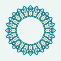 decoratief cirkel kader. afgeronde ring met overladen ornament in oosters en Arabisch stijl antiek schijf met gevormde vector ornament.