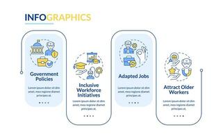 2d niet met pensioen gaan vector infographics sjabloon met lineair pictogrammen concept, gegevens visualisatie met 4 stappen, werkwijze tijdlijn grafiek.