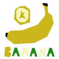 een banaan, geheel en in sectie, is gemarkeerd Aan een wit achtergrond. de origineel handtekening is een banaan. sappig zomer fruit voor biologisch voedsel verpakking. meetkundig gestileerde vlak vector illustratie