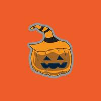 schattig halloween pompoen stickers vector