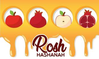 honing Aan de muur met appels en granaatappels Rosh hashanah vector