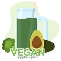 geïsoleerd groen smothie met avocado en broccoli veganistisch levensstijl vector
