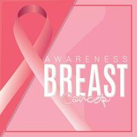 gekleurde bewustzijn borst kanker poster met roze lint vector