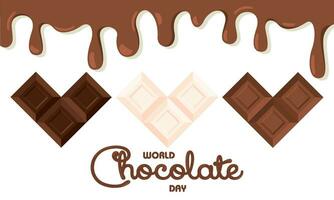 drie verschillend chocola bars wereld chocola dag poster vector