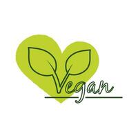 veganistisch sticker, label, insigne en logo. ecologie icoon. logo sjabloon met hart en bladeren voor veganistisch restaurant of veganistisch Product. vector illustratie geïsoleerd Aan wit achtergrond