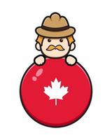 schattige oude man karakter gevierd canada day cartoon vector pictogram illustratie