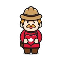 schattige oude man karakter gevierd canada day cartoon vector pictogram illustratie