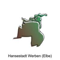 kaart stad van hansestadt Werben,Elbe, wereld kaart Internationale vector sjabloon met schets illustratie ontwerp