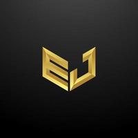 ej logo monogram brief initialen ontwerpsjabloon met gouden 3D-textuur vector