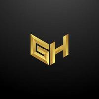 gh logo monogram brief initialen ontwerpsjabloon met gouden 3D-textuur vector