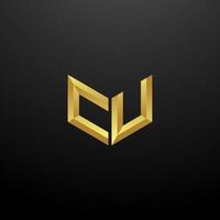 cu logo monogram brief initialen ontwerpsjabloon met gouden 3D-textuur vector