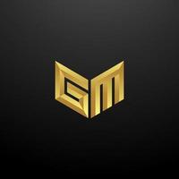 gm logo monogram brief initialen ontwerpsjabloon met gouden 3D-textuur vector