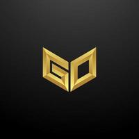 ga logo monogram brief initialen ontwerpsjabloon met gouden 3D-textuur vector
