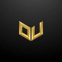 ou logo monogram brief initialen ontwerpsjabloon met gouden 3D-textuur vector