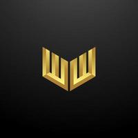 ww logo monogram brief initialen ontwerpsjabloon met gouden 3D-textuur vector