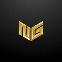 ng logo monogram brief initialen ontwerpsjabloon met gouden 3D-textuur vector