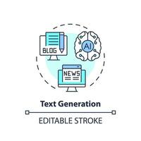 bewerkbare tekst generatie icoon concept, geïsoleerd vector, ai voor seo dun lijn illustratie. vector