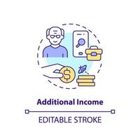 2d bewerkbare extra inkomen dun lijn icoon concept, geïsoleerd vector, veelkleurig illustratie vertegenwoordigen pensionering. vector