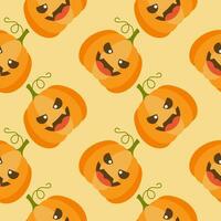 schattig oranje jack-o-lantern halloween pompoenen naadloos patroon vector