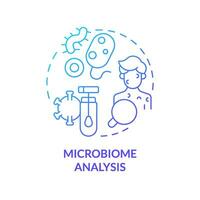 microbioom analyse blauw helling concept icoon. microbe kolonies rol in lichaam studie. precisie geneesmiddel. technologisch vooruitgaan abstract idee dun lijn illustratie. geïsoleerd schets tekening vector