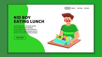 sport kind jongen aan het eten lunch vector