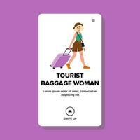 vakantie toerist bagage vrouw vector