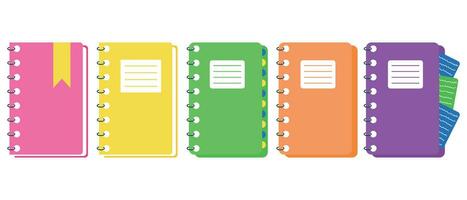 school- spiraal notitieboekje reeks icoon. vector vlak illustratie