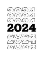 2024 gelukkig nieuw jaar. sjabloon met zwart en wit brief logo voor kalender, poster, folder, spandoek. vector