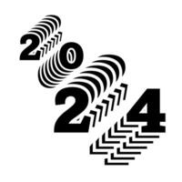 2024 gelukkig nieuw jaar. sjabloon met zwart en wit brief logo voor kalender, poster, folder, spandoek. vector