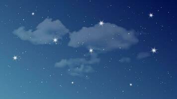 nacht lucht met wolken en veel sterren. abstract natuur achtergrond met sterrenstof in diep universum. vector illustratie.