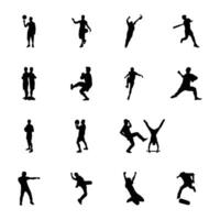pak van sport- en spellen silhouetten pictogrammen vector