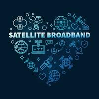 satelliet breedband vector schets hart vormig blauw spandoek. internet technologie concept illustratie