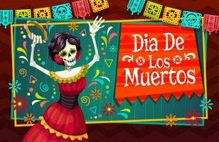 catrin calavera Aan dia de los Muertos dag banier vector