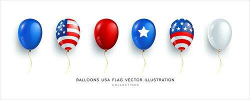 ballonnen Amerikaans vlag collecties ontwerp geïsoleerd Aan wit achtergrond, eps10 vector illustratie