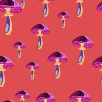 naadloos patroon met psychedelisch champignons. magisch vlieg agaric behang. vector