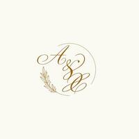 initialen bijl bruiloft monogram logo met bladeren en elegant circulaire lijnen vector