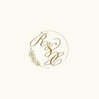 initialen rx bruiloft monogram logo met bladeren en elegant circulaire lijnen vector