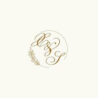 initialen xs bruiloft monogram logo met bladeren en elegant circulaire lijnen vector