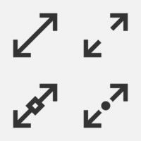pijl formaat wijzigen diagonaal icoon schaal knop. vector