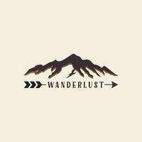 berg buitenshuis top avontuur wandeltocht logo vector icoon symbool minimalistische ontwerp