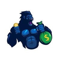 gorilla Holding geld zak vector