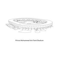 lijn kunst ontwerp van saudi Arabië Internationale stadion, prins Mohammed bak fahd stadion in verdomme vector