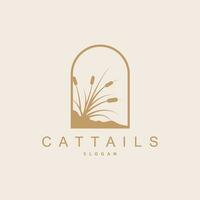 kreken en cattails rivier- logo, gras ontwerp gemakkelijk minimalistische illustratie vector sjabloon