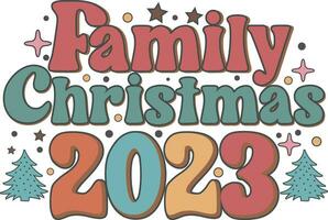 retro familie Kerstmis bij elkaar passen familie 2023 t overhemd ontwerp vector