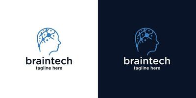 menselijk hoofd logo ontwerp gecombineerd met technologie Aan de hersenen en gemaakt in een modern stijl vector