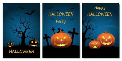 halloween poster. eng partij uitnodiging sjabloon met eng pompoen halloween vector achtergrond