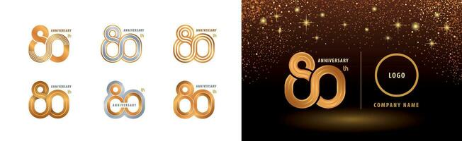 reeks van 80ste verjaardag logotype ontwerp, tachtig jaren verjaardag viering vector